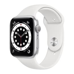 Apple Watch Series 6 (2020) GPS + Cellular 44 mm - Aluminium Silver - Sport band White