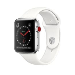 Apple Watch Series 3 (2017) GPS + Cellular 42 mm - Stainless steel Silver - Sport band White