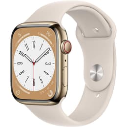 Apple Watch Series 8 (2022) GPS + Cellular 45 mm - Stainless steel Gold - Sport band Starlight