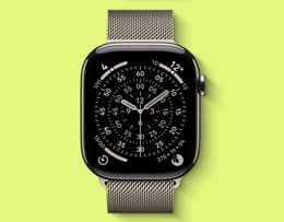 An image of the Apple Watch 11 in Natural titanium.